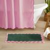 image:imageMONDAY MOOSE Bath Mat with Scalloped Wavy Ripple Design Microfiber Absorbent Non Slip Tufted Rug for Floor Shower or Kitchen 20x32 inch SunroseForest Pink