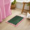 image:imageMONDAY MOOSE Bath Mat with Scalloped Wavy Ripple Design Microfiber Absorbent Non Slip Tufted Rug for Floor Shower or Kitchen 20x32 inch SunroseForest Pink