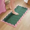 image:imageMONDAY MOOSE Bath Mat with Scalloped Wavy Ripple Design Microfiber Absorbent Non Slip Tufted Rug for Floor Shower or Kitchen 20x32 inch SunroseForest Pink