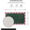 image:imageMONDAY MOOSE Bath Mat with Scalloped Wavy Ripple Design Microfiber Absorbent Non Slip Tufted Rug for Floor Shower or Kitchen 20x32 inch SunroseForest Pink