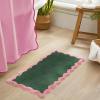 image:imageMONDAY MOOSE Bath Mat with Scalloped Wavy Ripple Design Microfiber Absorbent Non Slip Tufted Rug for Floor Shower or Kitchen 20x32 inch SunroseForest Pink