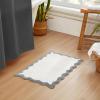 image:imageMONDAY MOOSE Bath Mat with Scalloped Wavy Ripple Design Microfiber Absorbent Non Slip Tufted Rug for Floor Shower or Kitchen 20x32 inch SunroseGrey