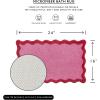 image:imageMONDAY MOOSE Bath Mat with Scalloped Wavy Ripple Design Microfiber Absorbent Non Slip Tufted Rug for Floor Shower or Kitchen 20x32 inch SunroseHot Pink