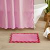 image:imageMONDAY MOOSE Bath Mat with Scalloped Wavy Ripple Design Microfiber Absorbent Non Slip Tufted Rug for Floor Shower or Kitchen 20x32 inch SunroseHot Pink