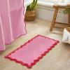 image:imageMONDAY MOOSE Bath Mat with Scalloped Wavy Ripple Design Microfiber Absorbent Non Slip Tufted Rug for Floor Shower or Kitchen 20x32 inch SunroseHot Pink