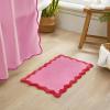 image:imageMONDAY MOOSE Bath Mat with Scalloped Wavy Ripple Design Microfiber Absorbent Non Slip Tufted Rug for Floor Shower or Kitchen 20x32 inch SunroseHot Pink