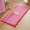 image:imageMONDAY MOOSE Bath Mat with Scalloped Wavy Ripple Design Microfiber Absorbent Non Slip Tufted Rug for Floor Shower or Kitchen 20x32 inch SunroseHot Pink