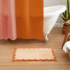 image:imageMONDAY MOOSE Bath Mat with Scalloped Wavy Ripple Design Microfiber Absorbent Non Slip Tufted Rug for Floor Shower or Kitchen 20x32 inch SunroseOrange