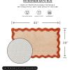 image:imageMONDAY MOOSE Bath Mat with Scalloped Wavy Ripple Design Microfiber Absorbent Non Slip Tufted Rug for Floor Shower or Kitchen 20x32 inch SunroseOrange