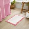 image:imageMONDAY MOOSE Bath Mat with Scalloped Wavy Ripple Design Microfiber Absorbent Non Slip Tufted Rug for Floor Shower or Kitchen 20x32 inch SunrosePink