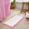 image:imageMONDAY MOOSE Bath Mat with Scalloped Wavy Ripple Design Microfiber Absorbent Non Slip Tufted Rug for Floor Shower or Kitchen 20x32 inch SunrosePink