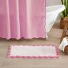 image:imageMONDAY MOOSE Bath Mat with Scalloped Wavy Ripple Design Microfiber Absorbent Non Slip Tufted Rug for Floor Shower or Kitchen 20x32 inch SunrosePink