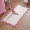 image:imageMONDAY MOOSE Bath Mat with Scalloped Wavy Ripple Design Microfiber Absorbent Non Slip Tufted Rug for Floor Shower or Kitchen 20x32 inch SunrosePink