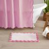 image:imageMONDAY MOOSE Bath Mat with Scalloped Wavy Ripple Design Microfiber Absorbent Non Slip Tufted Rug for Floor Shower or Kitchen 20x32 inch SunrosePink
