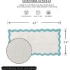 image:imageMONDAY MOOSE Bath Mat with Scalloped Wavy Ripple Design Microfiber Absorbent Non Slip Tufted Rug for Floor Shower or Kitchen 20x32 inch SunroseSky Blue