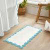 image:imageMONDAY MOOSE Bath Mat with Scalloped Wavy Ripple Design Microfiber Absorbent Non Slip Tufted Rug for Floor Shower or Kitchen 20x32 inch SunroseSky Blue
