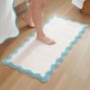 image:imageMONDAY MOOSE Bath Mat with Scalloped Wavy Ripple Design Microfiber Absorbent Non Slip Tufted Rug for Floor Shower or Kitchen 20x32 inch SunroseSky Blue