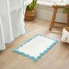 image:imageMONDAY MOOSE Bath Mat with Scalloped Wavy Ripple Design Microfiber Absorbent Non Slip Tufted Rug for Floor Shower or Kitchen 20x32 inch SunroseSky Blue