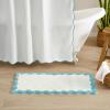 image:imageMONDAY MOOSE Bath Mat with Scalloped Wavy Ripple Design Microfiber Absorbent Non Slip Tufted Rug for Floor Shower or Kitchen 20x32 inch SunroseSky Blue