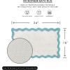 image:imageMONDAY MOOSE Bath Mat with Scalloped Wavy Ripple Design Microfiber Absorbent Non Slip Tufted Rug for Floor Shower or Kitchen 20x32 inch SunroseSky Blue