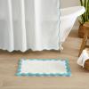 image:imageMONDAY MOOSE Bath Mat with Scalloped Wavy Ripple Design Microfiber Absorbent Non Slip Tufted Rug for Floor Shower or Kitchen 20x32 inch SunroseSky Blue