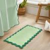 image:imageMONDAY MOOSE Bath Mat with Scalloped Wavy Ripple Design Microfiber Absorbent Non Slip Tufted Rug for Floor Shower or Kitchen 20x32 inch SunroseTeal Green