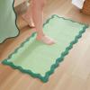 image:imageMONDAY MOOSE Bath Mat with Scalloped Wavy Ripple Design Microfiber Absorbent Non Slip Tufted Rug for Floor Shower or Kitchen 20x32 inch SunroseTeal Green