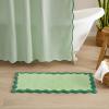 image:imageMONDAY MOOSE Bath Mat with Scalloped Wavy Ripple Design Microfiber Absorbent Non Slip Tufted Rug for Floor Shower or Kitchen 20x32 inch SunroseTeal Green