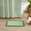 image:imageMONDAY MOOSE Bath Mat with Scalloped Wavy Ripple Design Microfiber Absorbent Non Slip Tufted Rug for Floor Shower or Kitchen 20x32 inch SunroseTeal Green