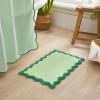 image:imageMONDAY MOOSE Bath Mat with Scalloped Wavy Ripple Design Microfiber Absorbent Non Slip Tufted Rug for Floor Shower or Kitchen 20x32 inch SunroseTeal Green