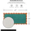 image:imageMONDAY MOOSE Bath Mat with Scalloped Wavy Ripple Design Microfiber Absorbent Non Slip Tufted Rug for Floor Shower or Kitchen 20x32 inch SunroseTeal Peach
