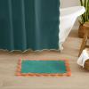 image:imageMONDAY MOOSE Bath Mat with Scalloped Wavy Ripple Design Microfiber Absorbent Non Slip Tufted Rug for Floor Shower or Kitchen 20x32 inch SunroseTeal Peach