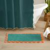 image:imageMONDAY MOOSE Bath Mat with Scalloped Wavy Ripple Design Microfiber Absorbent Non Slip Tufted Rug for Floor Shower or Kitchen 20x32 inch SunroseTeal Peach
