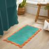 image:imageMONDAY MOOSE Bath Mat with Scalloped Wavy Ripple Design Microfiber Absorbent Non Slip Tufted Rug for Floor Shower or Kitchen 20x32 inch SunroseTeal Peach