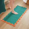 image:imageMONDAY MOOSE Bath Mat with Scalloped Wavy Ripple Design Microfiber Absorbent Non Slip Tufted Rug for Floor Shower or Kitchen 20x32 inch SunroseTeal Peach