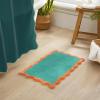 image:imageMONDAY MOOSE Bath Mat with Scalloped Wavy Ripple Design Microfiber Absorbent Non Slip Tufted Rug for Floor Shower or Kitchen 20x32 inch SunroseTeal Peach