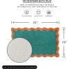 image:imageMONDAY MOOSE Bath Mat with Scalloped Wavy Ripple Design Microfiber Absorbent Non Slip Tufted Rug for Floor Shower or Kitchen 20x32 inch SunroseTeal Peach