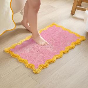 image:imageMONDAY MOOSE Bath Mat with Scalloped Wavy Ripple Design Microfiber Absorbent Non Slip Tufted Rug for Floor Shower or Kitchen 20x32 inch SunroseSunrose