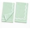 image:imageMONDAY MOOSE Scalloped Decorative Hand Towels 2Pack Soft Cotton with Reversible Jacquard Wavy Design for Bathroom Kitchen or Spa 16x28 inch SageLight SageLight Sage