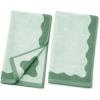 image:imageMONDAY MOOSE Scalloped Decorative Hand Towels 2Pack Soft Cotton with Reversible Jacquard Wavy Design for Bathroom Kitchen or Spa 16x28 inch SageLight SageSageLight Sage