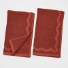 image:imageMONDAY MOOSE Scalloped Decorative Hand Towels 2Pack Soft Cotton with Reversible Jacquard Wavy Design for Bathroom Kitchen or Spa 16x28 inch SageLight SageTerracotta