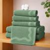 image:imageMONDAY MOOSE Scalloped Decorative Hand Towels 2Pack Soft Cotton with Reversible Jacquard Wavy Design for Bathroom Kitchen or Spa 16x28 inch SageLight SageSage
