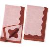image:imageMONDAY MOOSE Scalloped Decorative Hand Towels 2Pack Soft Cotton with Reversible Jacquard Wavy Design for Bathroom Kitchen or Spa 16x28 inch SageLight SageTerracottaBlush