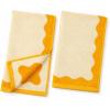 image:imageMONDAY MOOSE Scalloped Decorative Hand Towels 2Pack Soft Cotton with Reversible Jacquard Wavy Design for Bathroom Kitchen or Spa 16x28 inch SageLight SageMustardCream