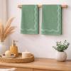 image:imageMONDAY MOOSE Scalloped Decorative Hand Towels 2Pack Soft Cotton with Reversible Jacquard Wavy Design for Bathroom Kitchen or Spa 16x28 inch SageLight SageSage