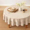 image:imageMONDAY MOOSE Ruffle Farmhouse Rustic Rectangle Natural Stonewashed Cotton Tablecloth for Kitchen Dining Room Restaurant 55x70 inch Olive GreenBeige Gingham