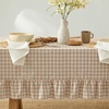 image:imageMONDAY MOOSE Ruffle Farmhouse Rustic Rectangle Natural Stonewashed Cotton Tablecloth for Kitchen Dining Room Restaurant 55x70 inch Olive GreenBeige Gingham