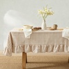 image:imageMONDAY MOOSE Ruffle Farmhouse Rustic Rectangle Natural Stonewashed Cotton Tablecloth for Kitchen Dining Room Restaurant 55x70 inch Olive GreenBeige Gingham