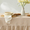 image:imageMONDAY MOOSE Ruffle Farmhouse Rustic Rectangle Natural Stonewashed Cotton Tablecloth for Kitchen Dining Room Restaurant 55x70 inch Olive GreenBeige Gingham