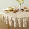 image:imageMONDAY MOOSE Ruffle Farmhouse Rustic Rectangle Natural Stonewashed Cotton Tablecloth for Kitchen Dining Room Restaurant 55x70 inch Olive GreenBeige Gingham